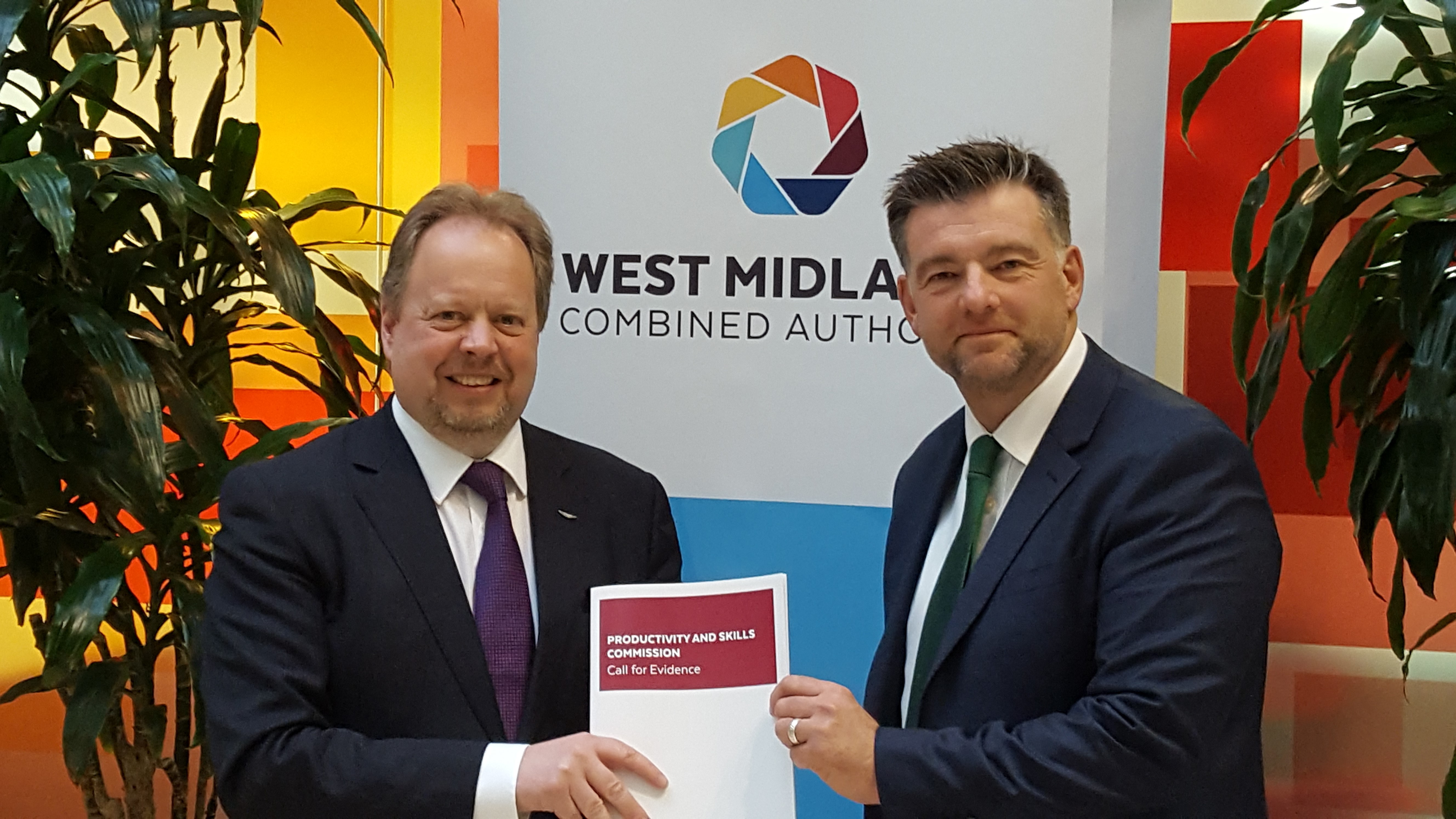 Dr Andy Palmer (left), president and chief executive of Aston Martin Lagonda and Nick Page, chief executive of Solihull Council, launch the new West Midlands Combined Authority’s Productivity and Skills Commission