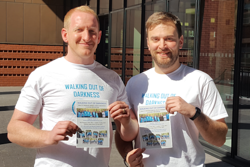 (l-r) Neil Laybourn and Jonny Benjamin are promoting West Midlands Walking Out Of Darkness