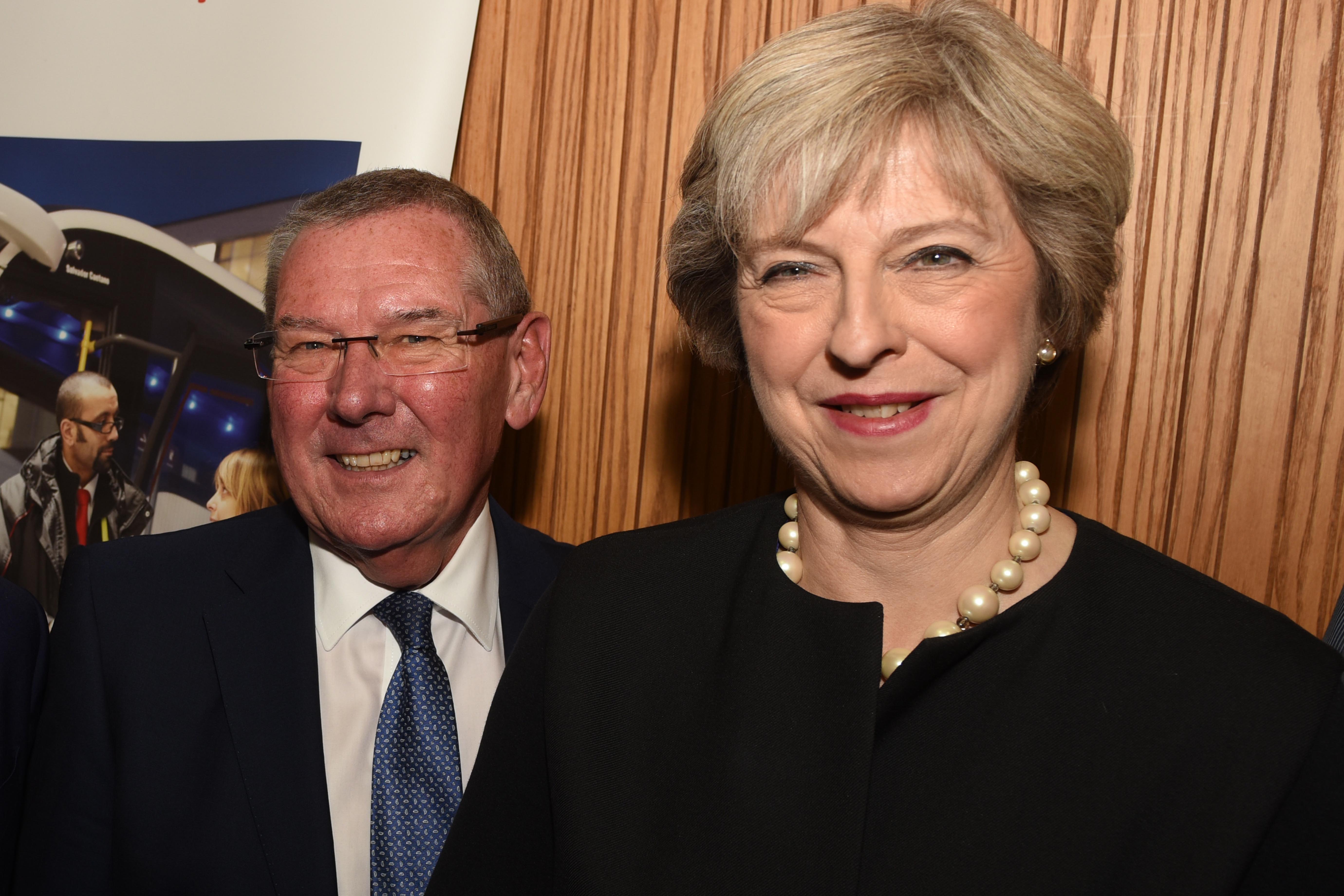WMCA chair Cllr Bob Sleigh with Prime Minister Theresa May at the Conservative Party Conference in Birmingham