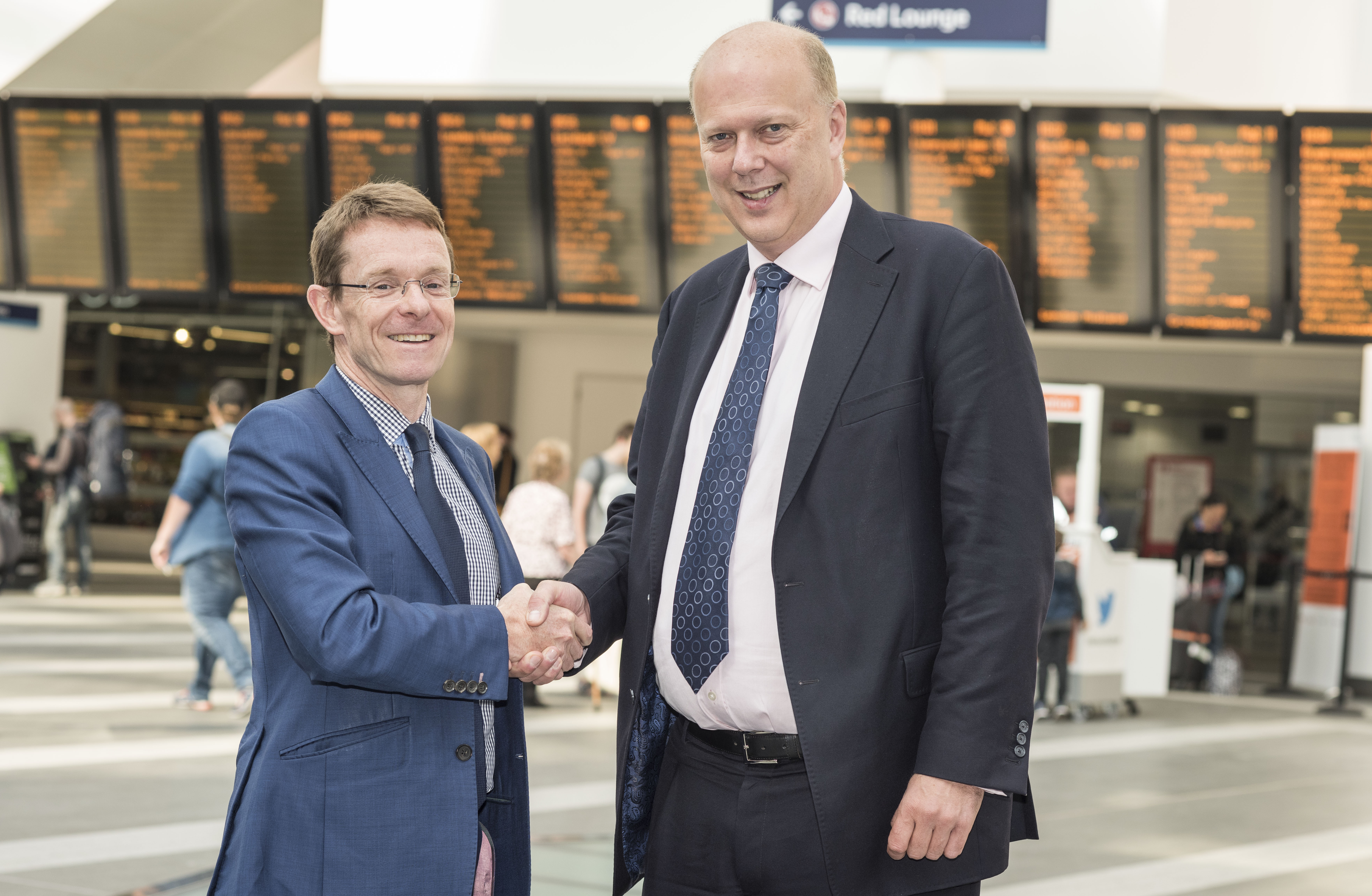Andy Street with Transport Secretary Chris Grayling MP at the franchise announcement