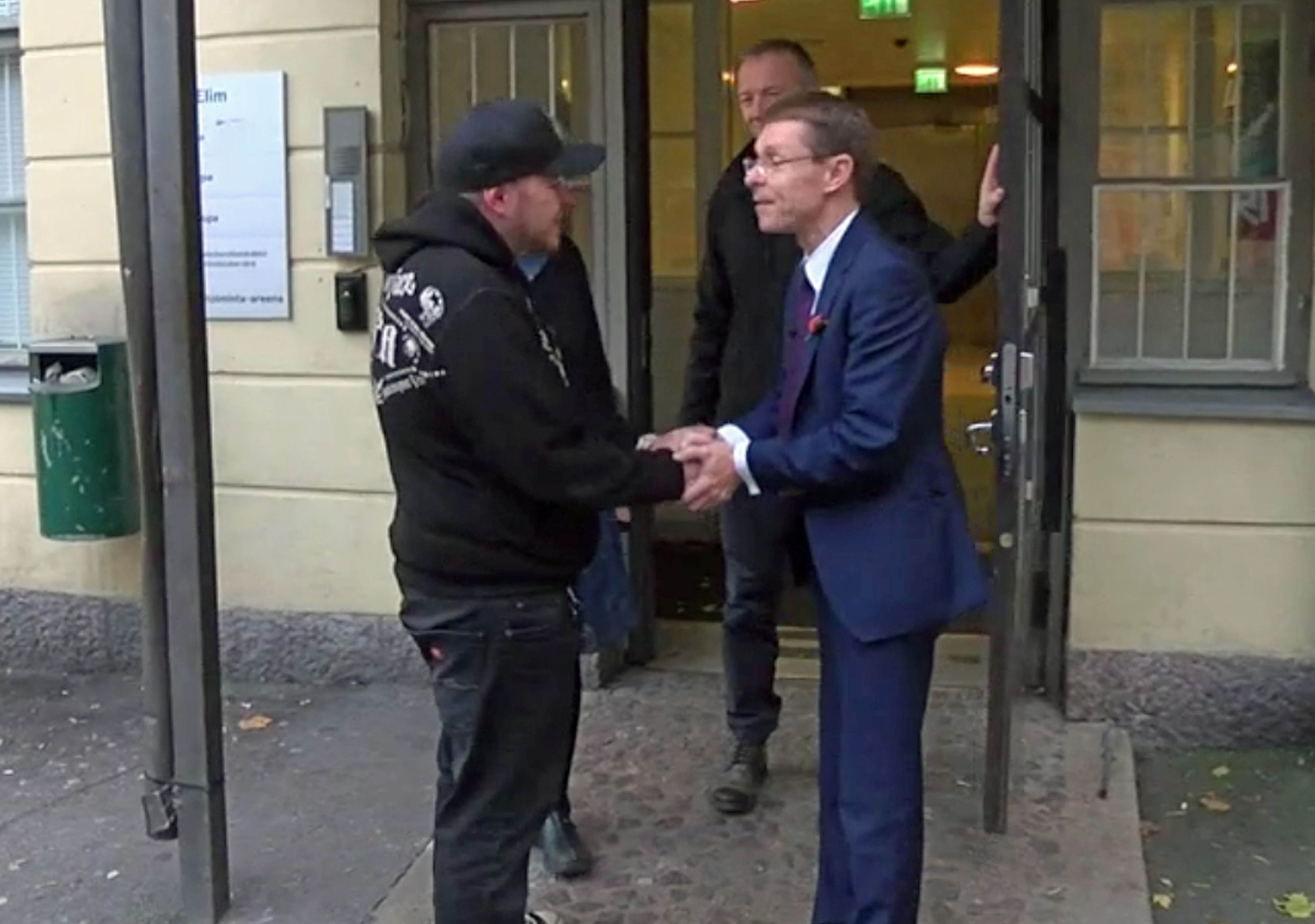 Mayor of the West Midlands Andy Street meets a beneficiary of the Homeless First scheme in Helsinki. (Picture: BBC Midlands Today).