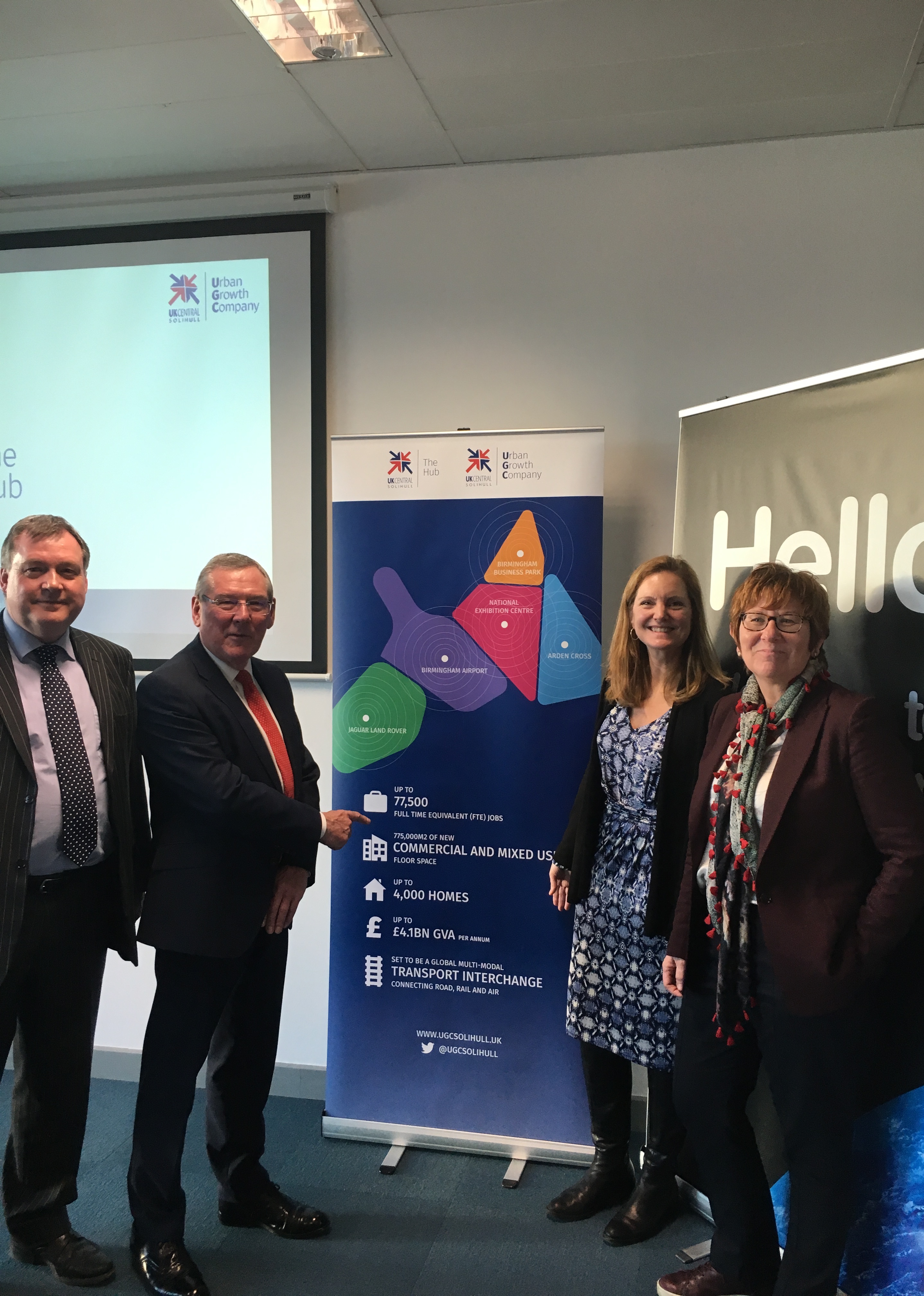 (l-r) Huw Rhys Lewis, managing director of the Urban Growth Company, Cllr Bob Sleigh, Deputy Mayor of the West Midlands and leader of Solihull Council, Laura Shoaf, managing director of Transport for West Midlands and Bernadette Kelly, Permanent Secretary at the Department for Transport