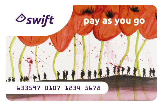 The specially designed Swift card commemorating the centenary of the Armistice