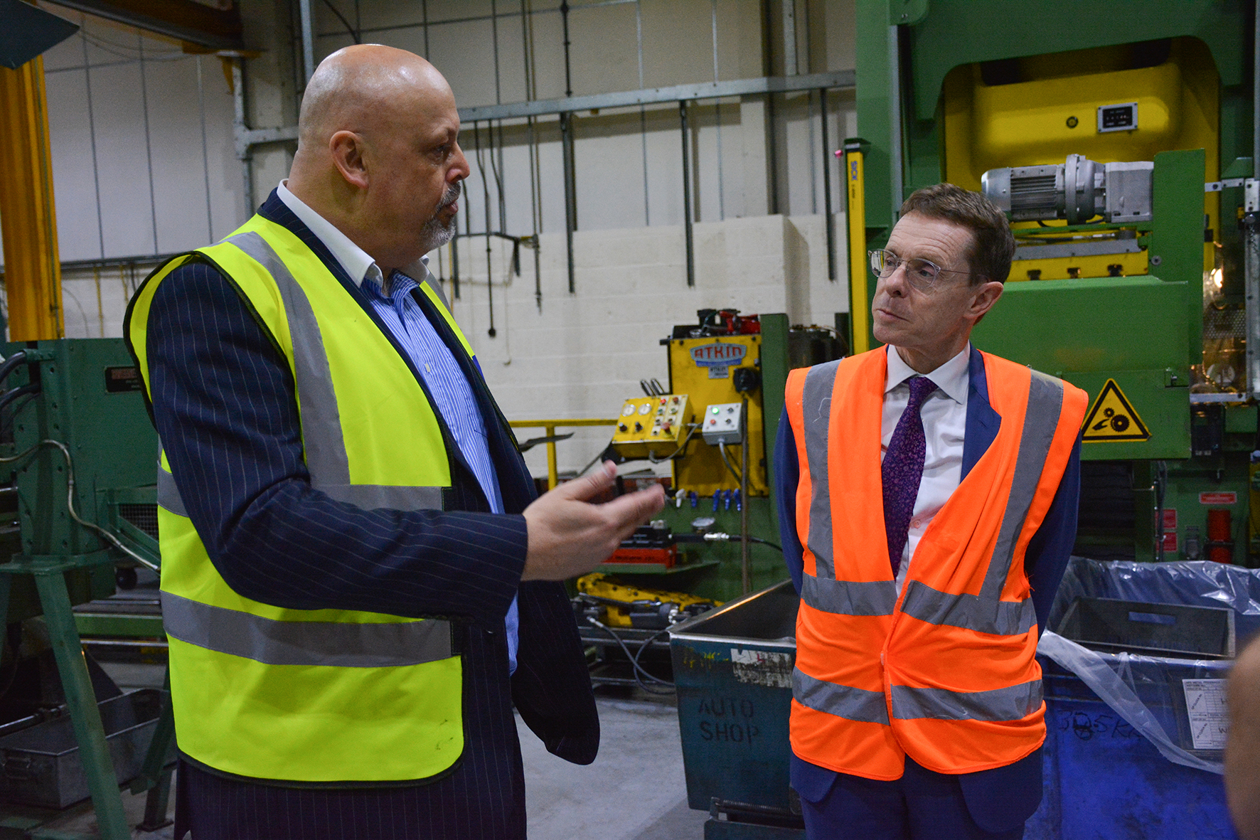 Steve Tinley (left), commercial director at APS Metal Pressings in Hockley, Birmingham explains to Mayor of the West Midlands Andy Street the potential implications of  a ‘no deal’ Brexit on the firm