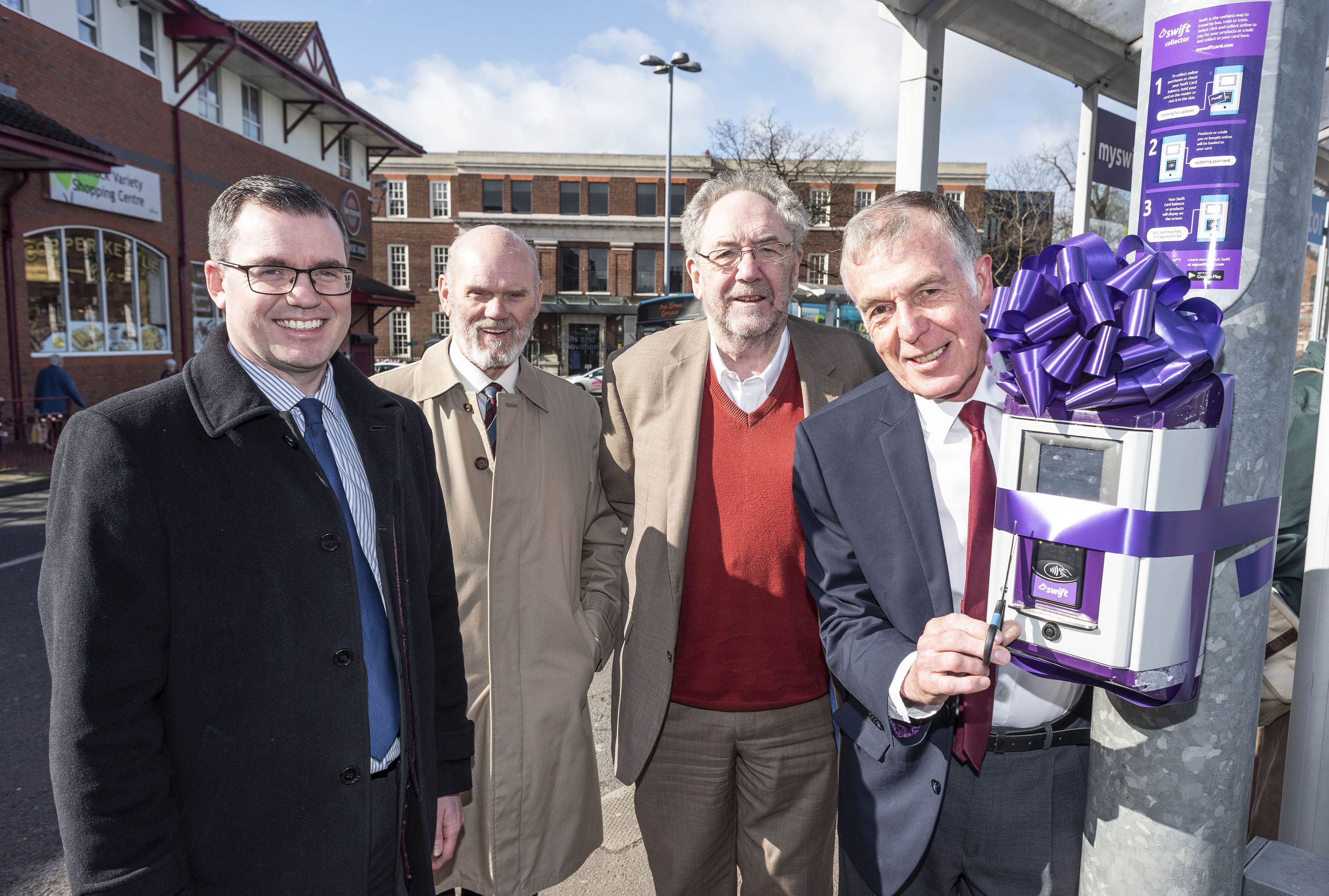 From left: Simon Mathieson, area managing director for Arriva Midlands North, Cllr Gordon Alcott, deputy leader of Cannock Chase Council, Cllr Roger Lawrence, lead member for transport for the WMCA and Cllr George Adamson, leader of Cannock Chase Council