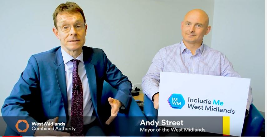 West Midlands Mayor Andy Street launches Include Me West Midlands with Mark Fosbrook, Activity Alliance.