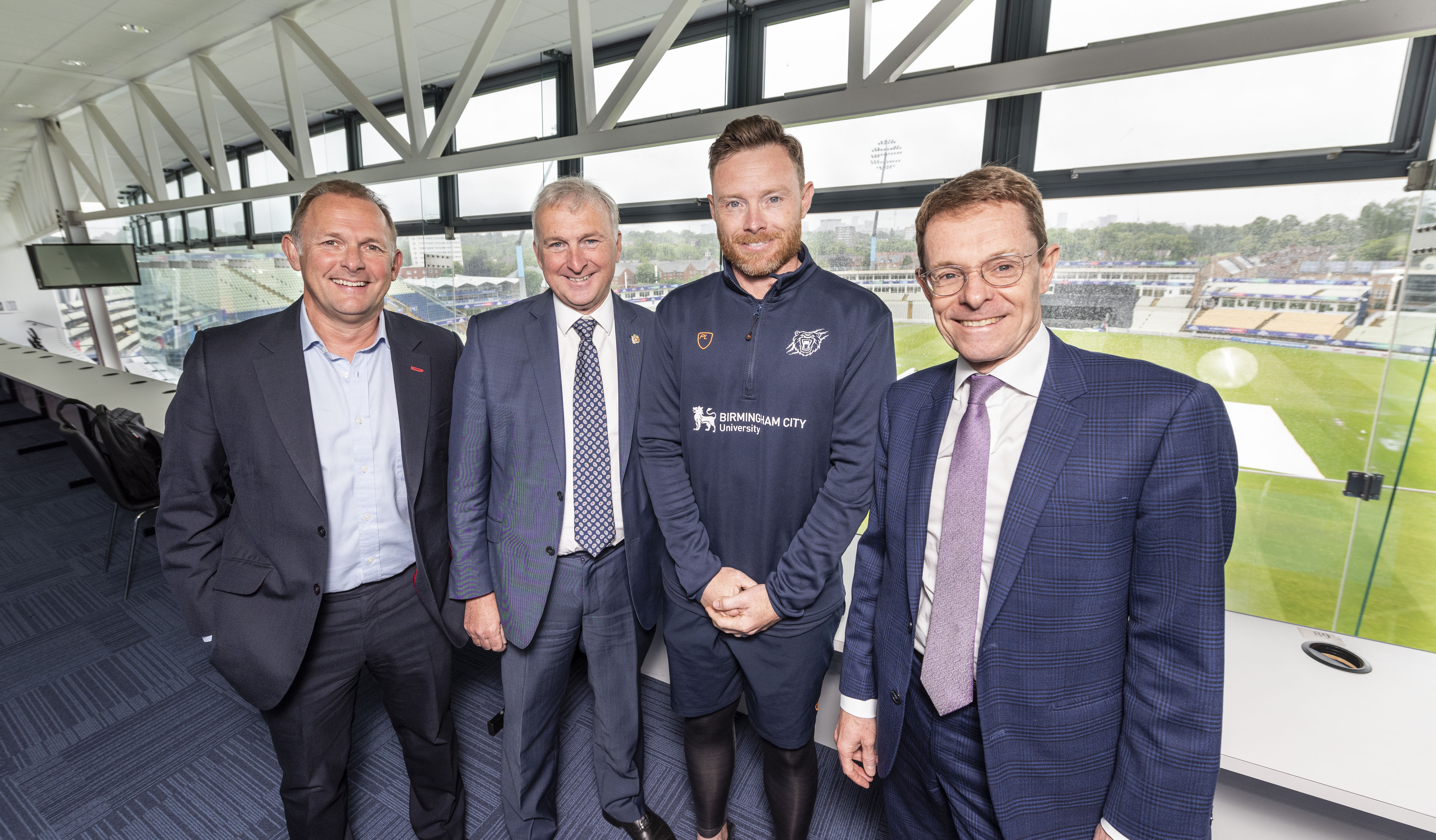 Chief executive of Warwickshire CCC Neil Snowball, Birmingham City Council leader Ian Ward, Ian Bell Warwickshire CCC and Mayor of the West Midlands Andy Street