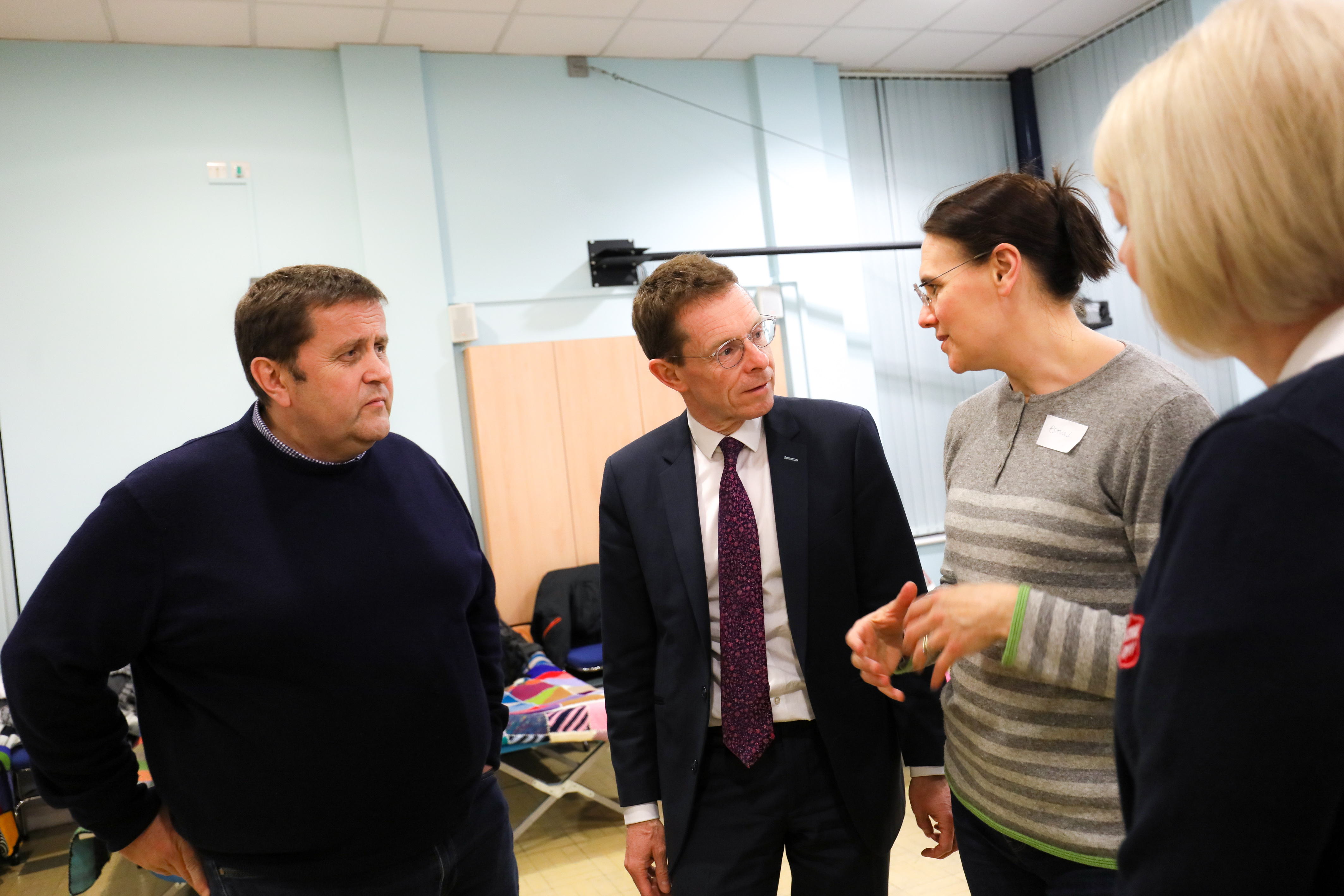 Mayor of the West Midlands Andy Street (second from left) at a recent visit to a night shelter for rough sleepers
