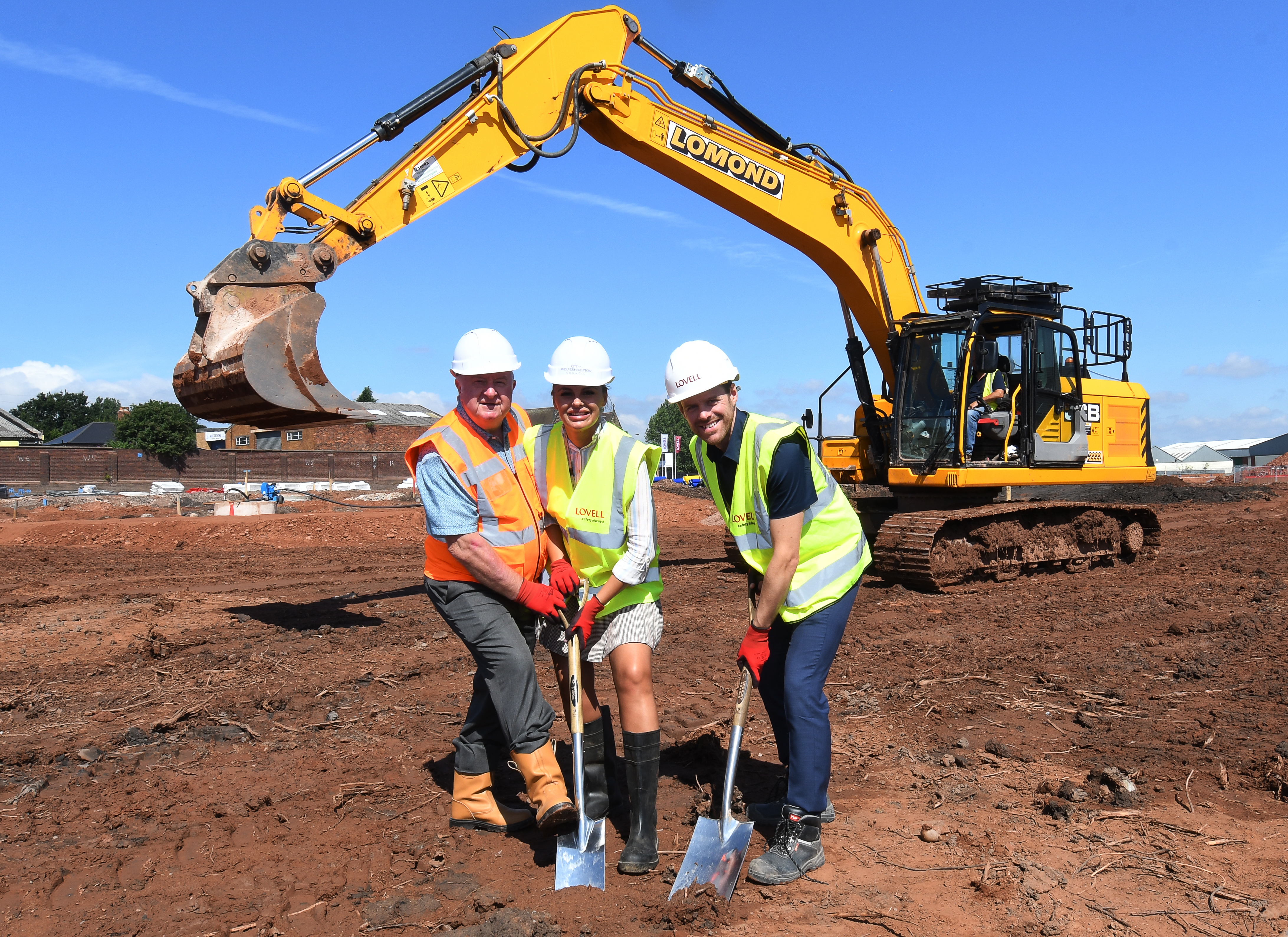 Cllr Mike Bird (left), WMCA portfolio holder for housing and land at Cable Street, Wolverhampton – one of the housing developments to benefit from the £41m funding. With him are Stuart Penn, regional managing director for Lovell and Cllr Beverley Momenabadi from City of Wolverhampton Council