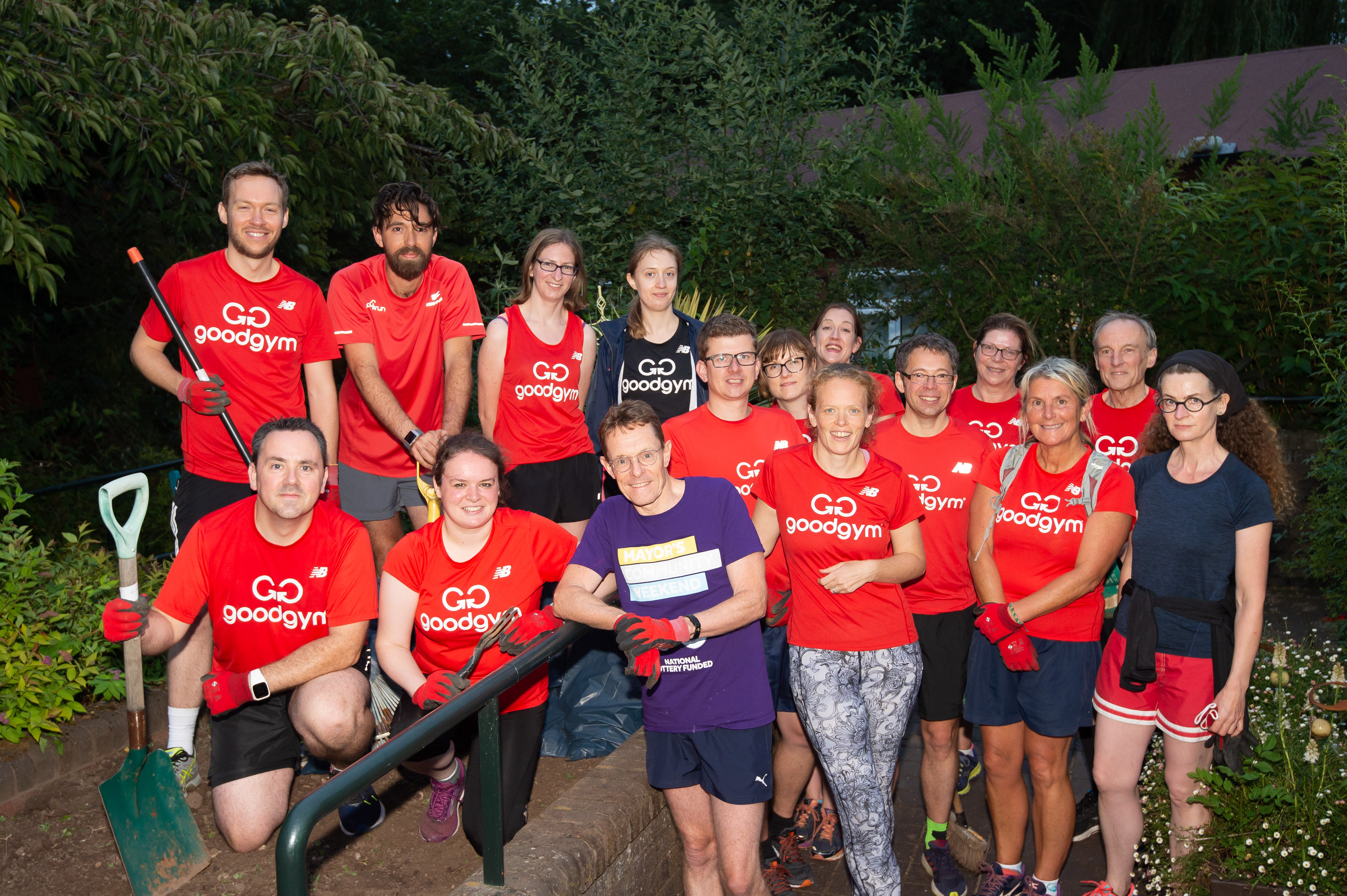 Members of GoodGym Coventry with Mayor of the West Midlands Andy Street at Eric Williams House