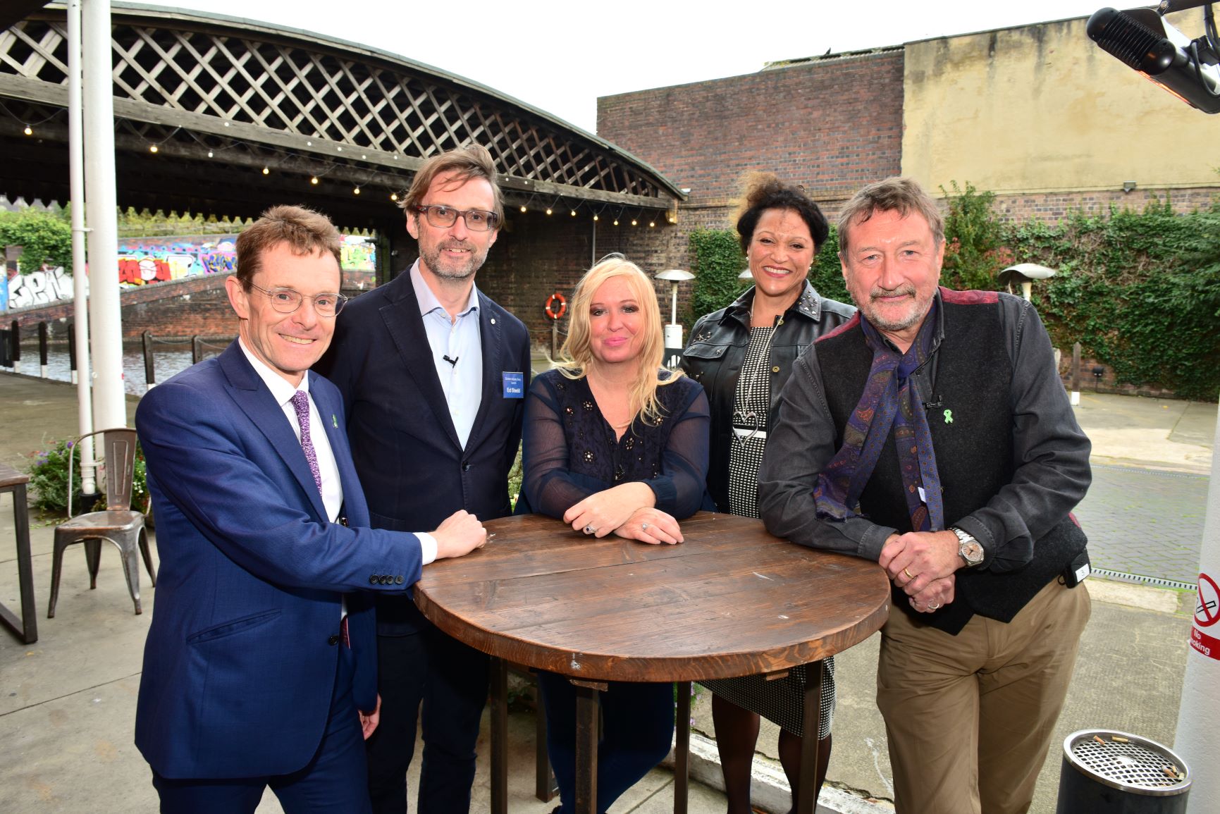 (l-r) Mayor of the West Midlands Andy Street with Ed Shedd, Debbie Isitt, WMCA chief executive Deborah Cadman and Steven Knight at the launch of Create Central which will be working closely with the BBC