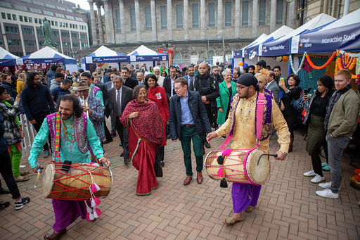 L-R Her Excellency Mrs Ruchi Ghanashyam, High Commissioner of India to the UK, is pictured in the centre with Mayor of the West Midlands Andy Street