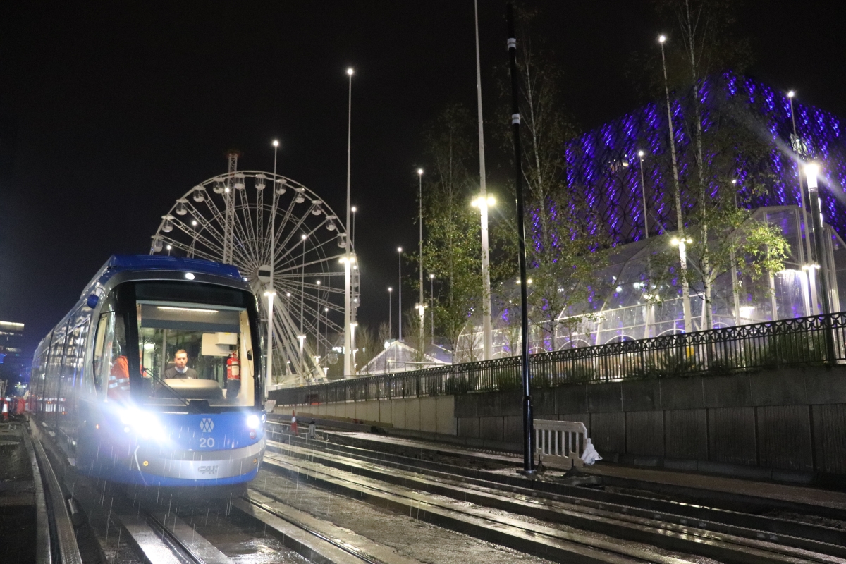 First trams reach Centenary Square in Birmingham Westside Metro extension tests
