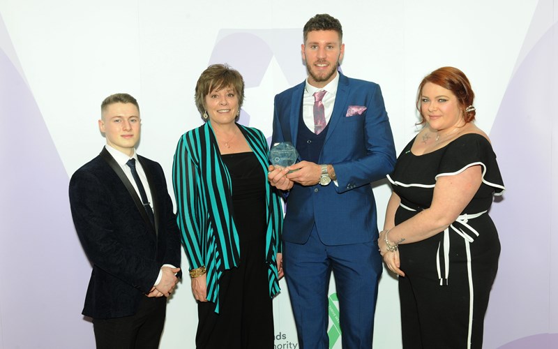 Previous winner Joe Lockley and Bright Star Boxing Club colleagues celebrate winning a 2019 Thrive Mental Health Award