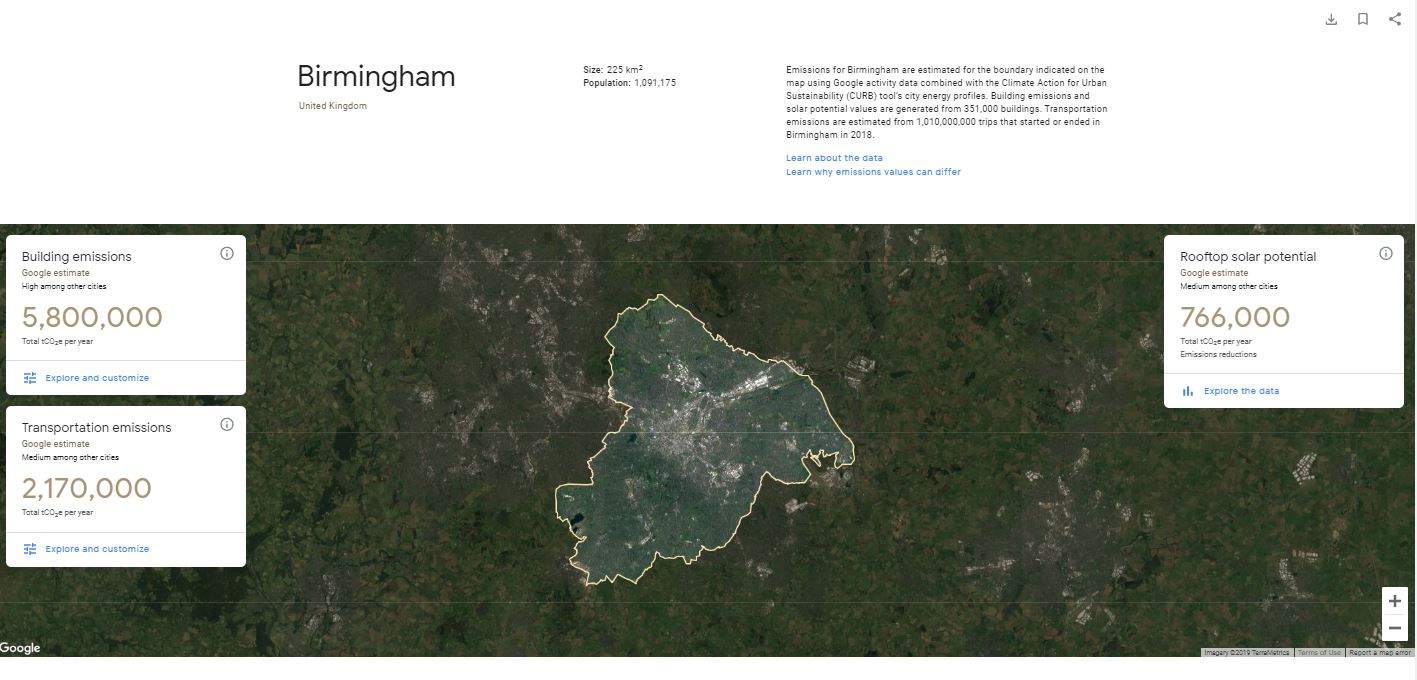 A screen grab of the Birmingham page