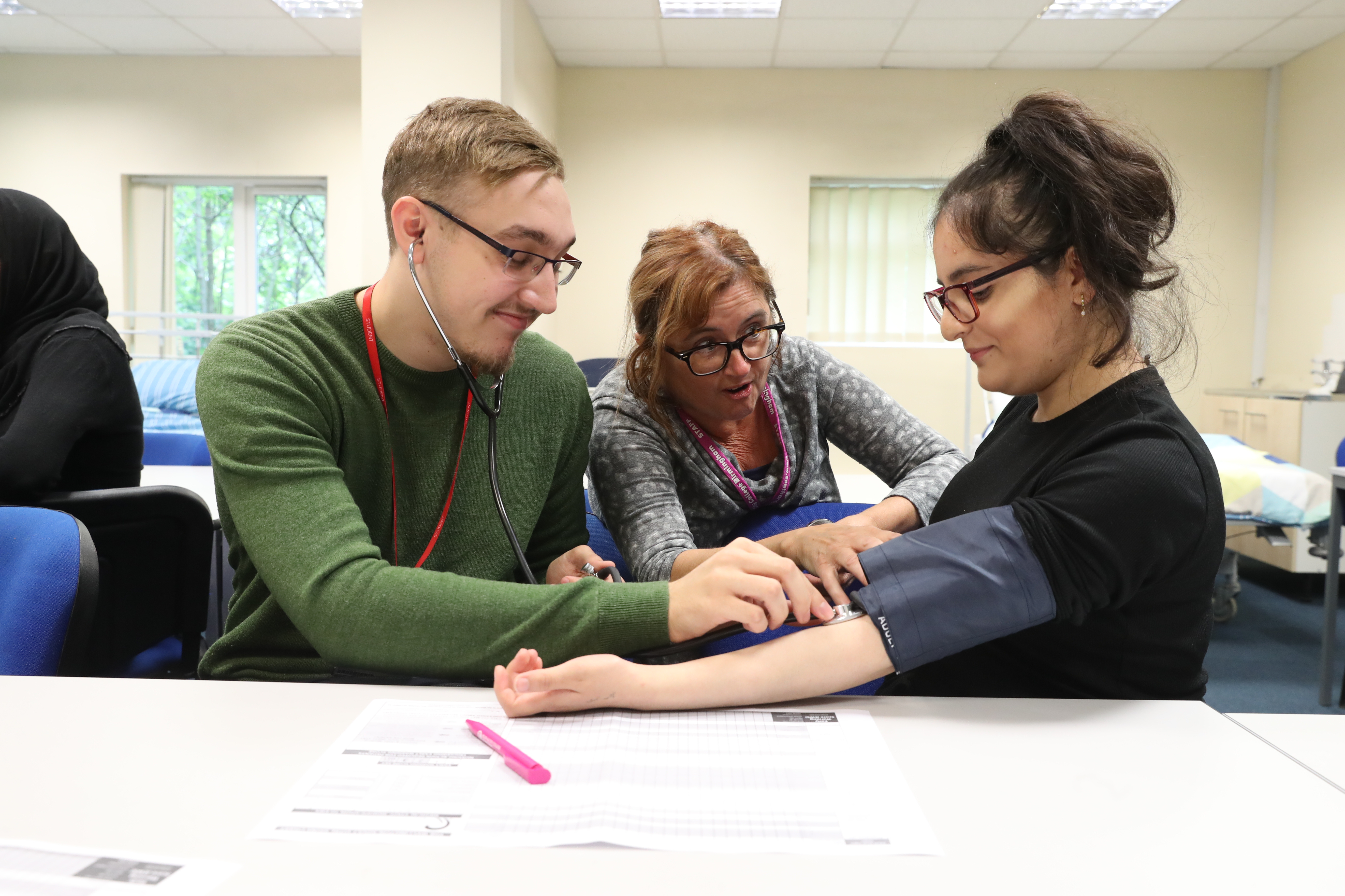 A learning session for health and social care students at South and City College Birmingham, before the Covid-19 pandemic