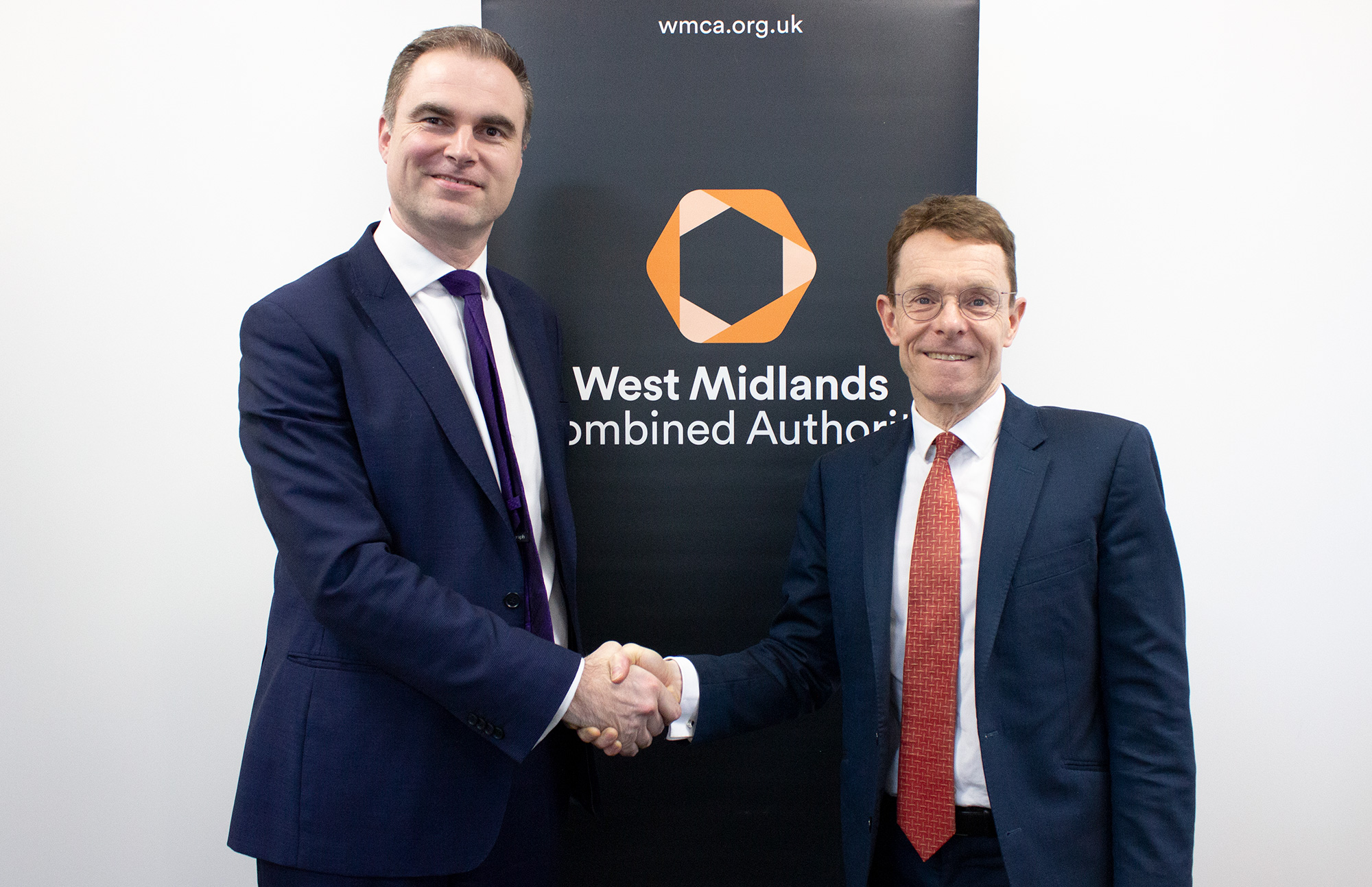 L-R Tom Joyner, managing director of CrossCountry, is pictured meeting Andy Street, the Mayor of the West Midlands, before the Covid-19 pandemic