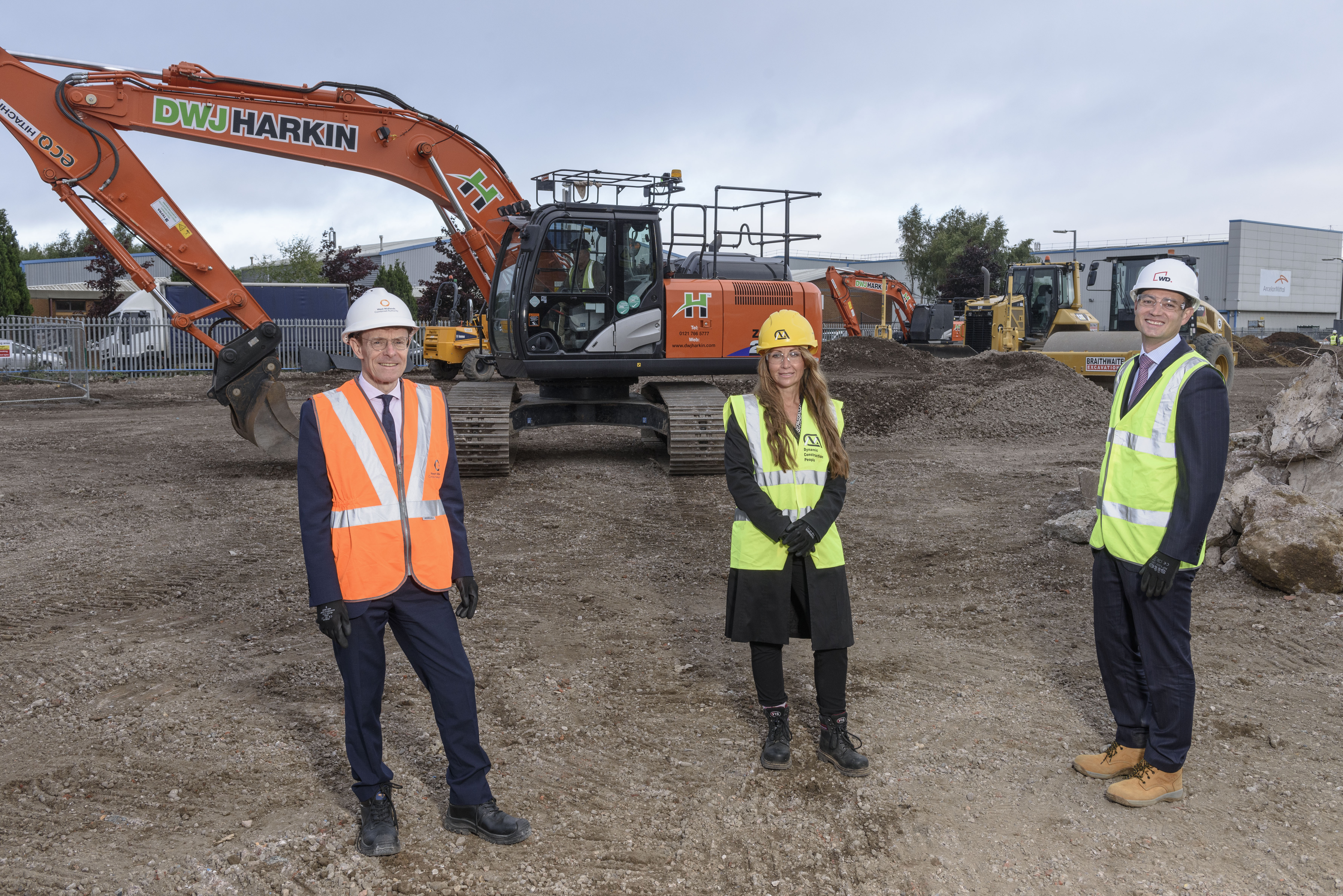 L-R Andy Street, Mayor of the West Midlands, Michelle Elleman, business development manager at mac-group and Paul Hodge, managing director of Warmflame Developments, at the Cakemore Road site (Picture taken before lockdown)