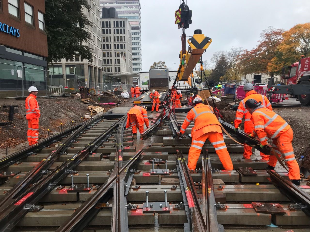 Metro extension on the right track as a key piece of rail is installed on Hagley Road
