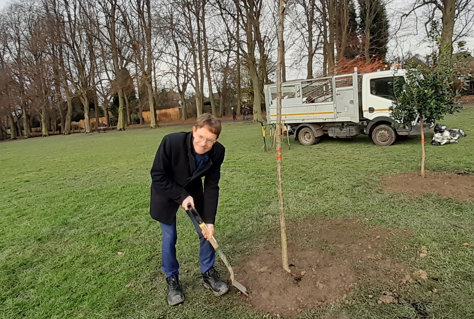 West Midlands Mayor Andy Street planting a cherry tree in Walsall Arboretum last December