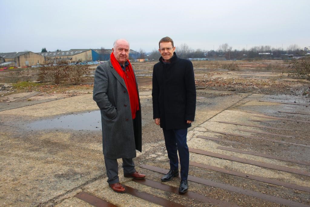 Cllr Mike Bird (left), leader of Walsall Council and WMCA portfolio holder for housing and land with Mayor of the West Midlands Andy Street at the Phoenix 10 site (photo taken pre-pandemic)