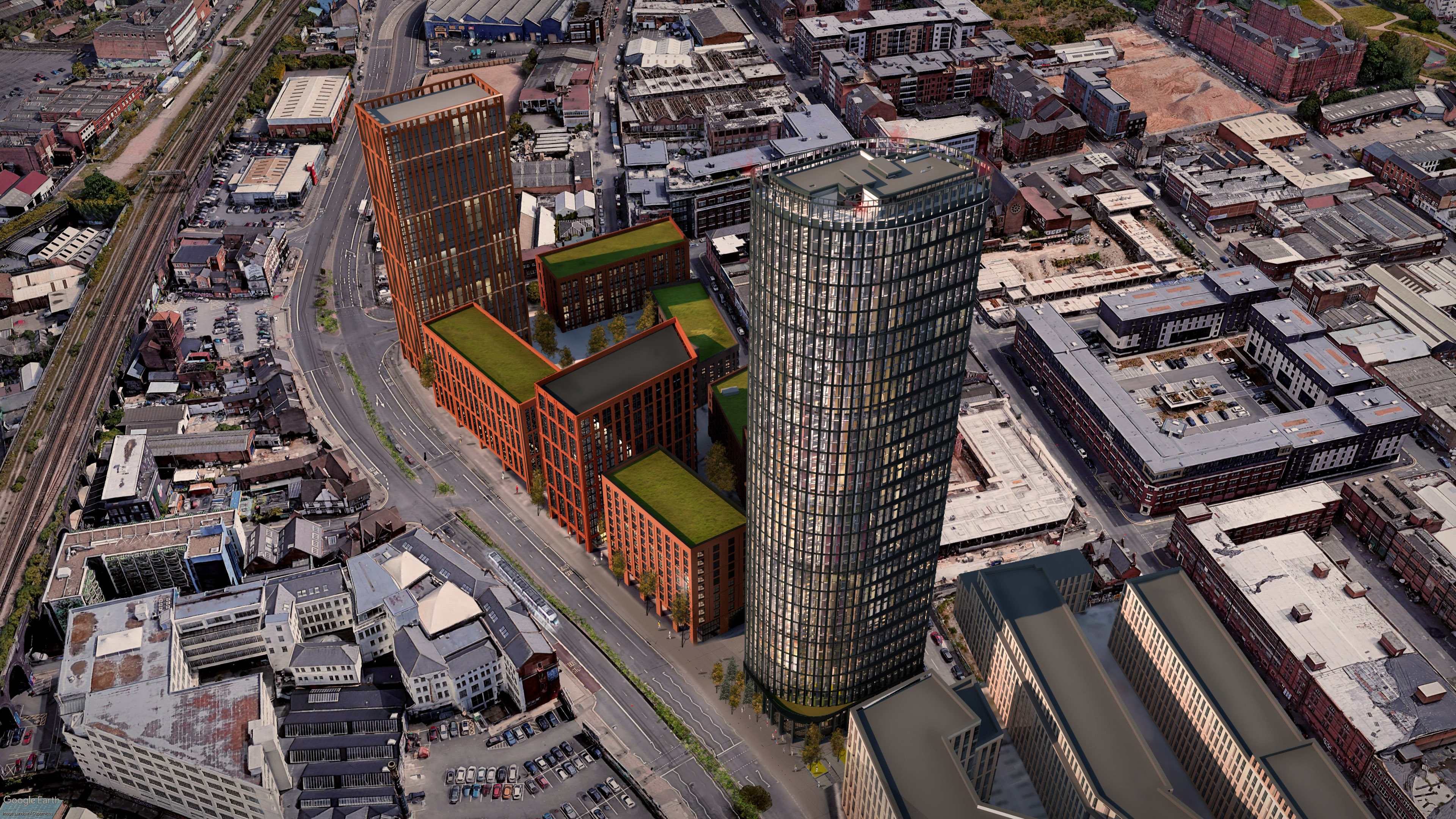 A CGI of Court Collaboration's Stone Yard and Irish Centre developments in Digbeth