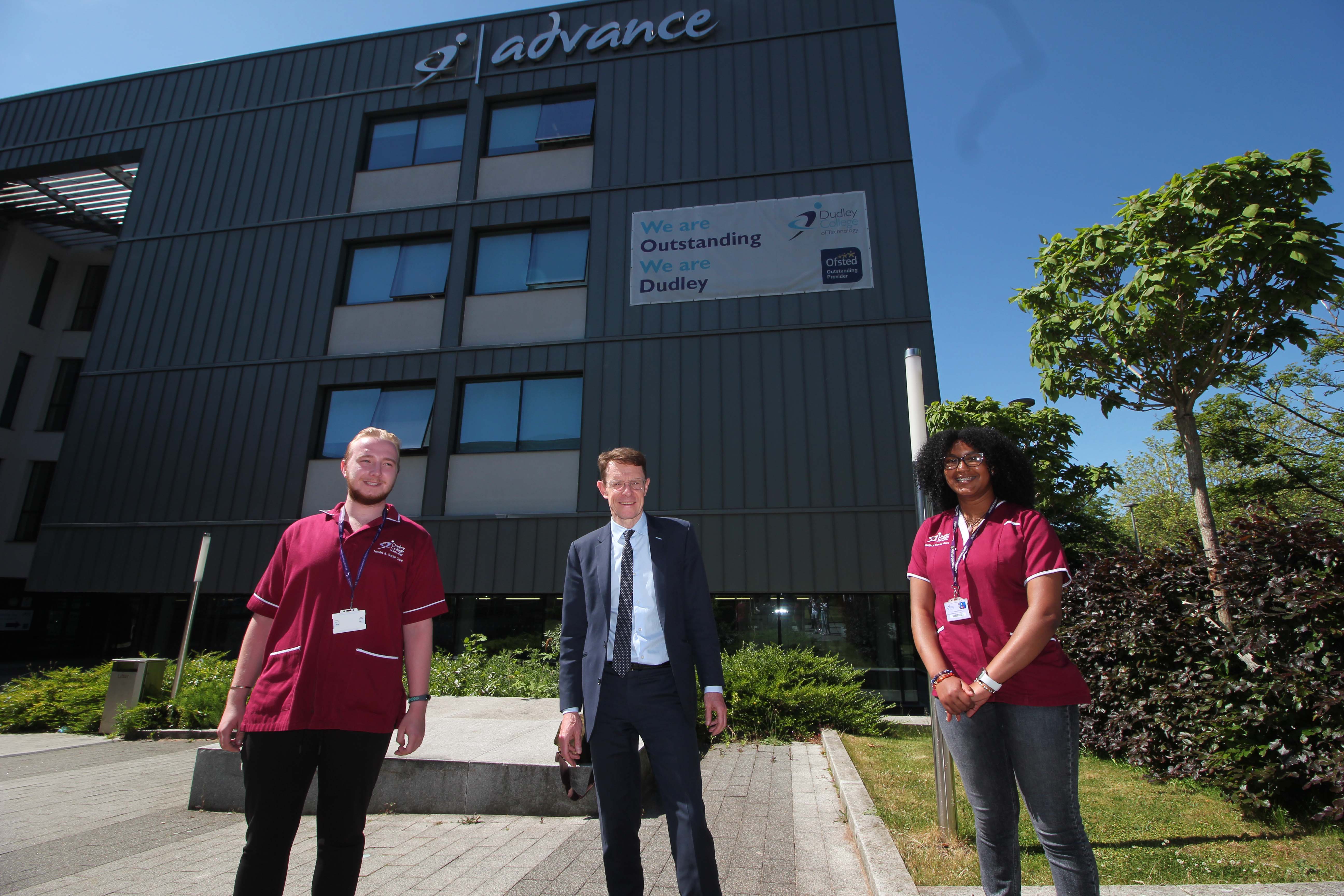 Mayor Andy Street with health and social care students at the college