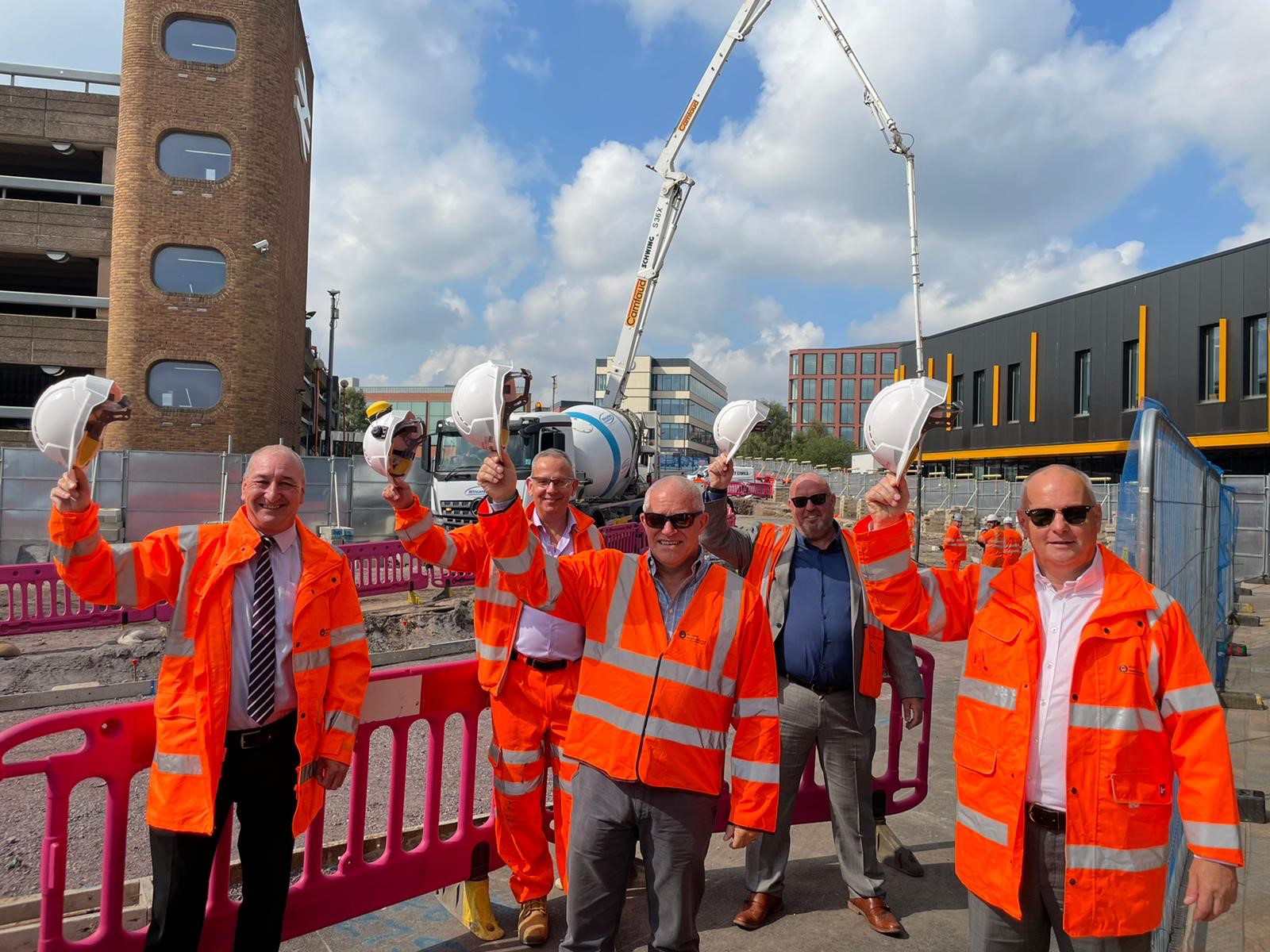 Concrete pour on the Wolverhampton City Centre Metro extension signals continuing progress