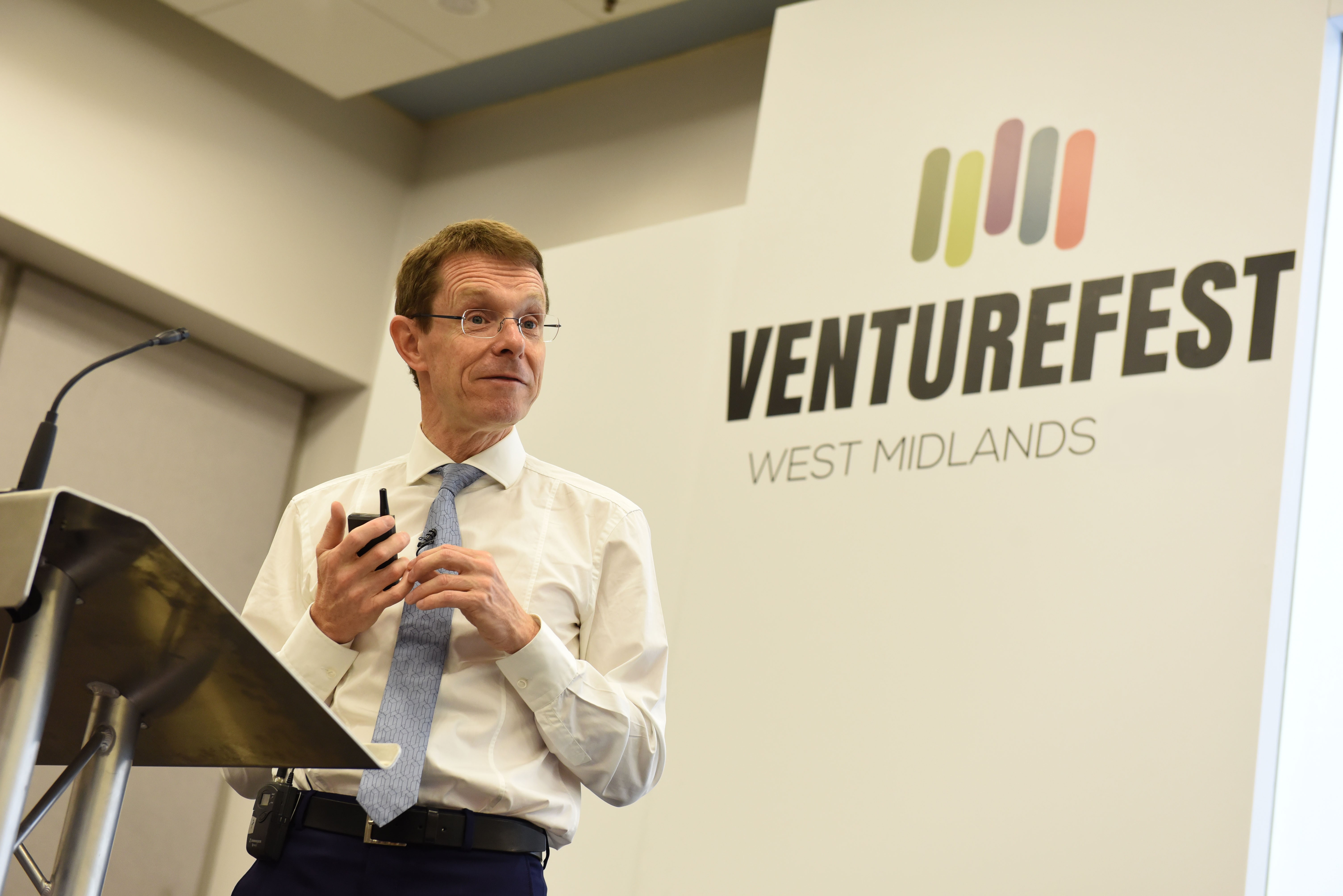 Andy Street, Mayor of the West Midlands, speaking at a previous Venturefest conference which brings entrepreneurs and investors together