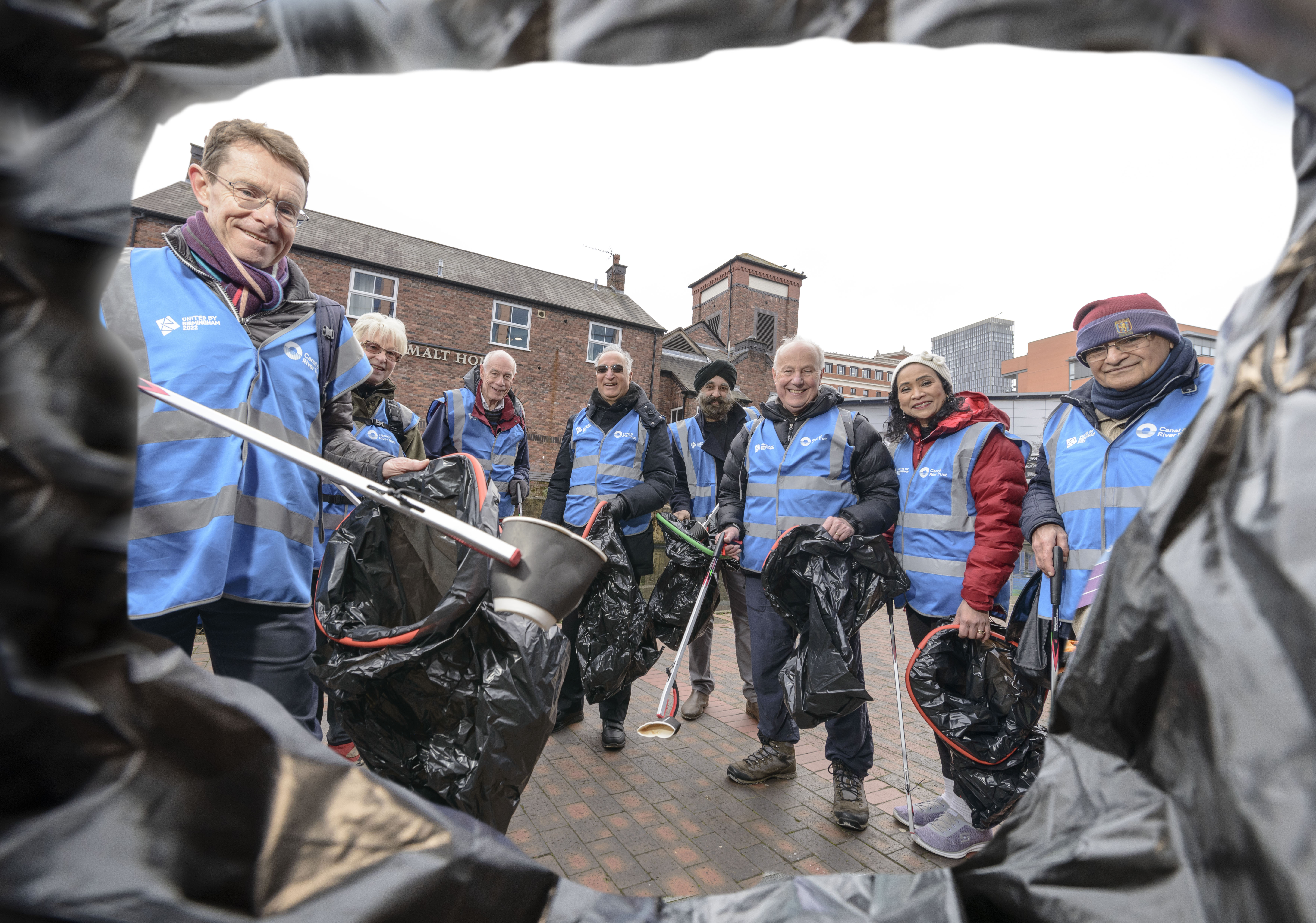 Andy Street, West Midlands Mayor, (far left) was joined by John Crabtree, the Lord Lieutenant of the West Midlands (third from right) for the litter pick.