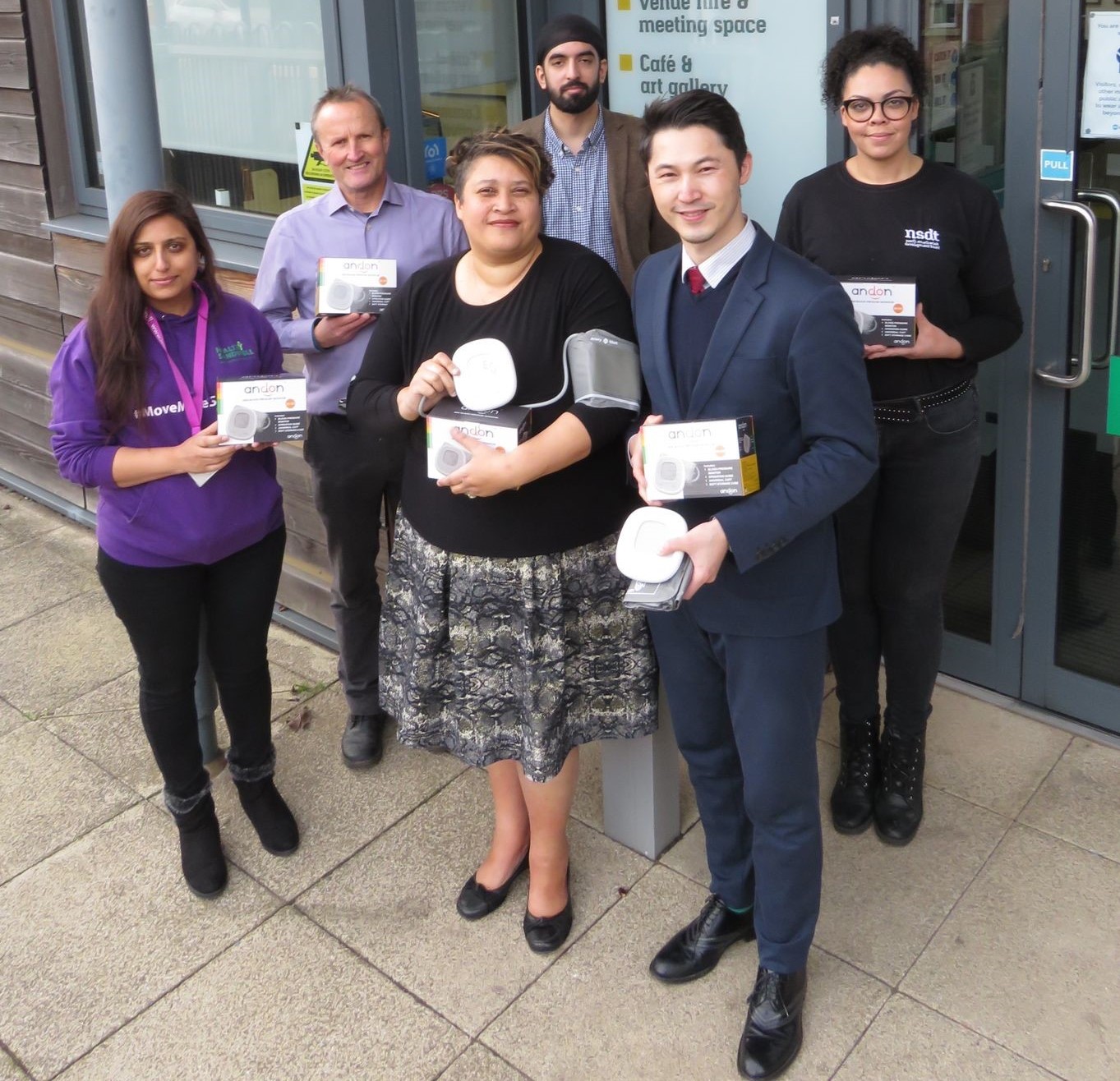 L-R Nasmin Hussain from Sandwell Council, Simon Hall from the WMCA, Jenn Harrison from North Smethwick Development Trust, Irandeep Mann from Sandwell Council, Charles Lu from Super Smart Service Ltd and Liane Smith from North Smethwick Development Trust