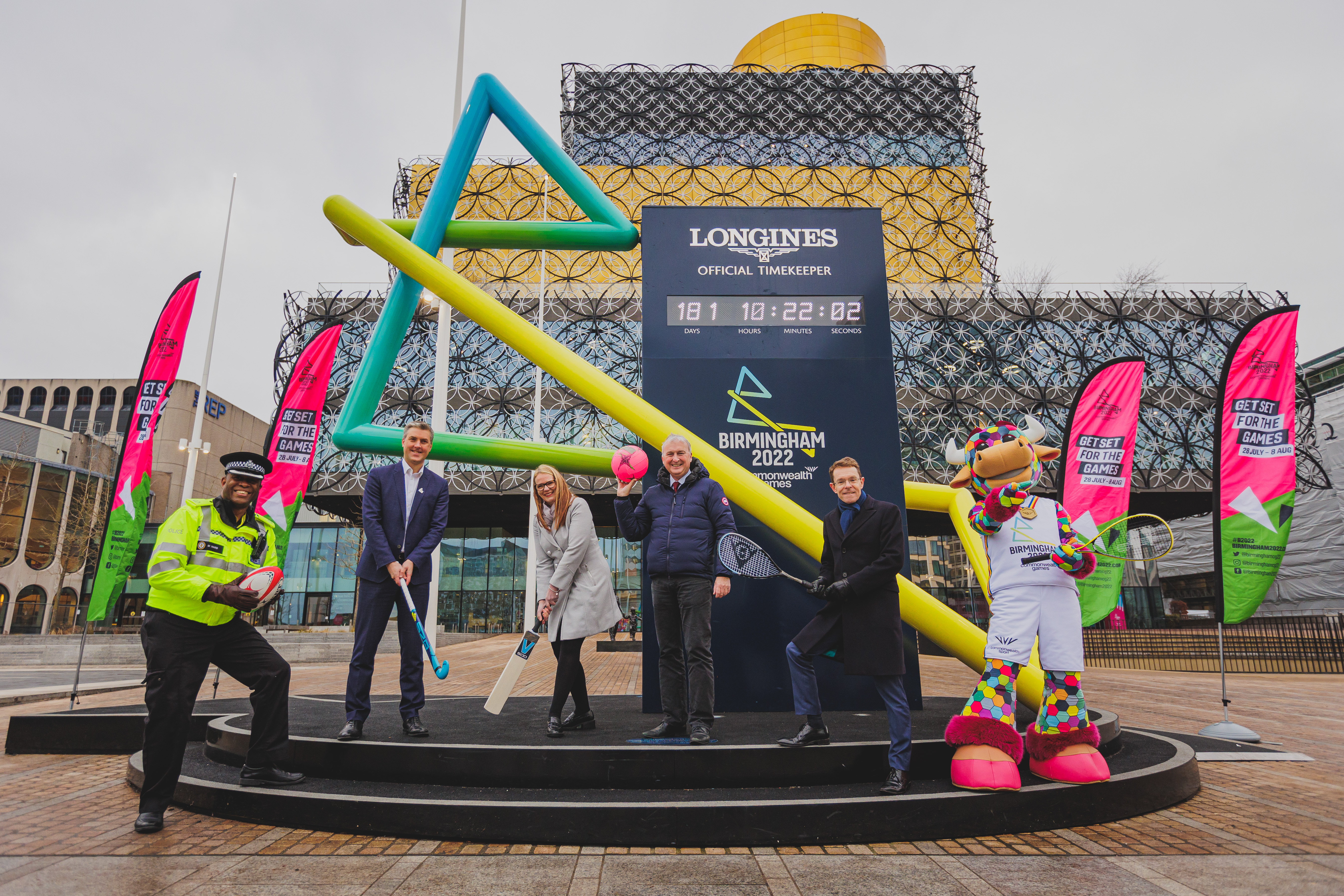 ACC Matt Ward, West Midlands Police, Birmingham 2022 Chief Executive Ian Reid, Anne Shaw, executive director TfWM, Cllr Ian Ward, leader of Birmingham City Council, Mayor of the West Midlands Andy Street - launched the Get Set campaign in January