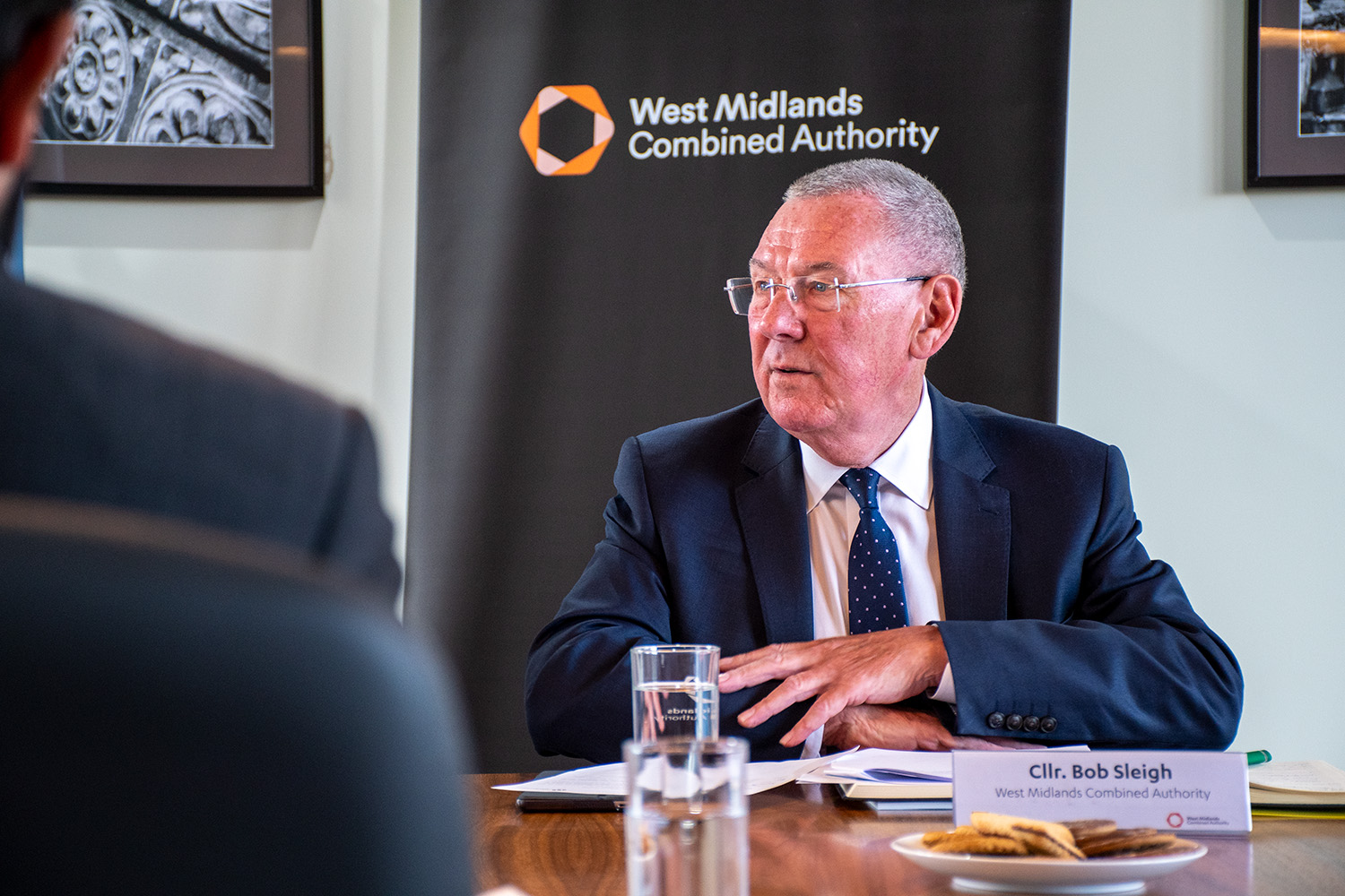 Deputy Mayor of the West Midlands, Cllr Bob Sleigh OBE, discussing West Midlands' infrastructure during a meeting with the NIC.