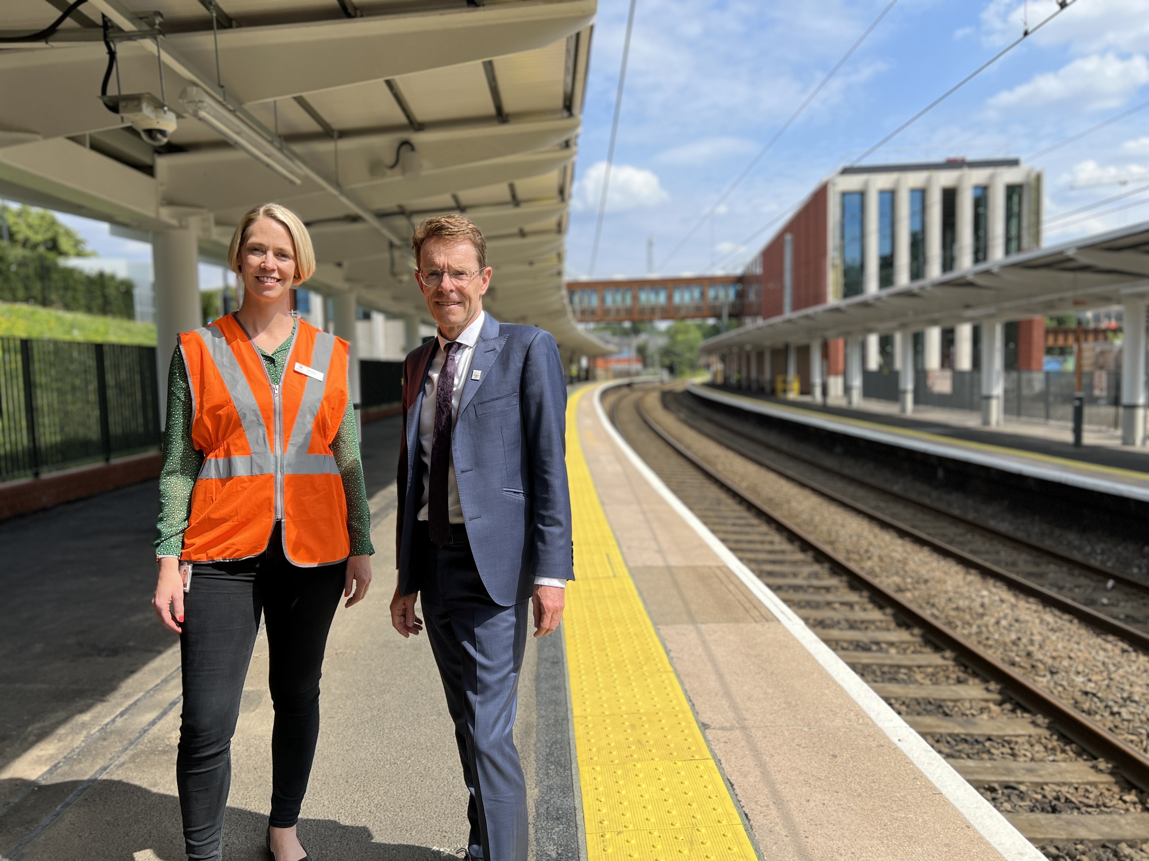 Amanda White, Rail Programme Director, and Andy Street, Mayor of the West Midlands, at University Station.