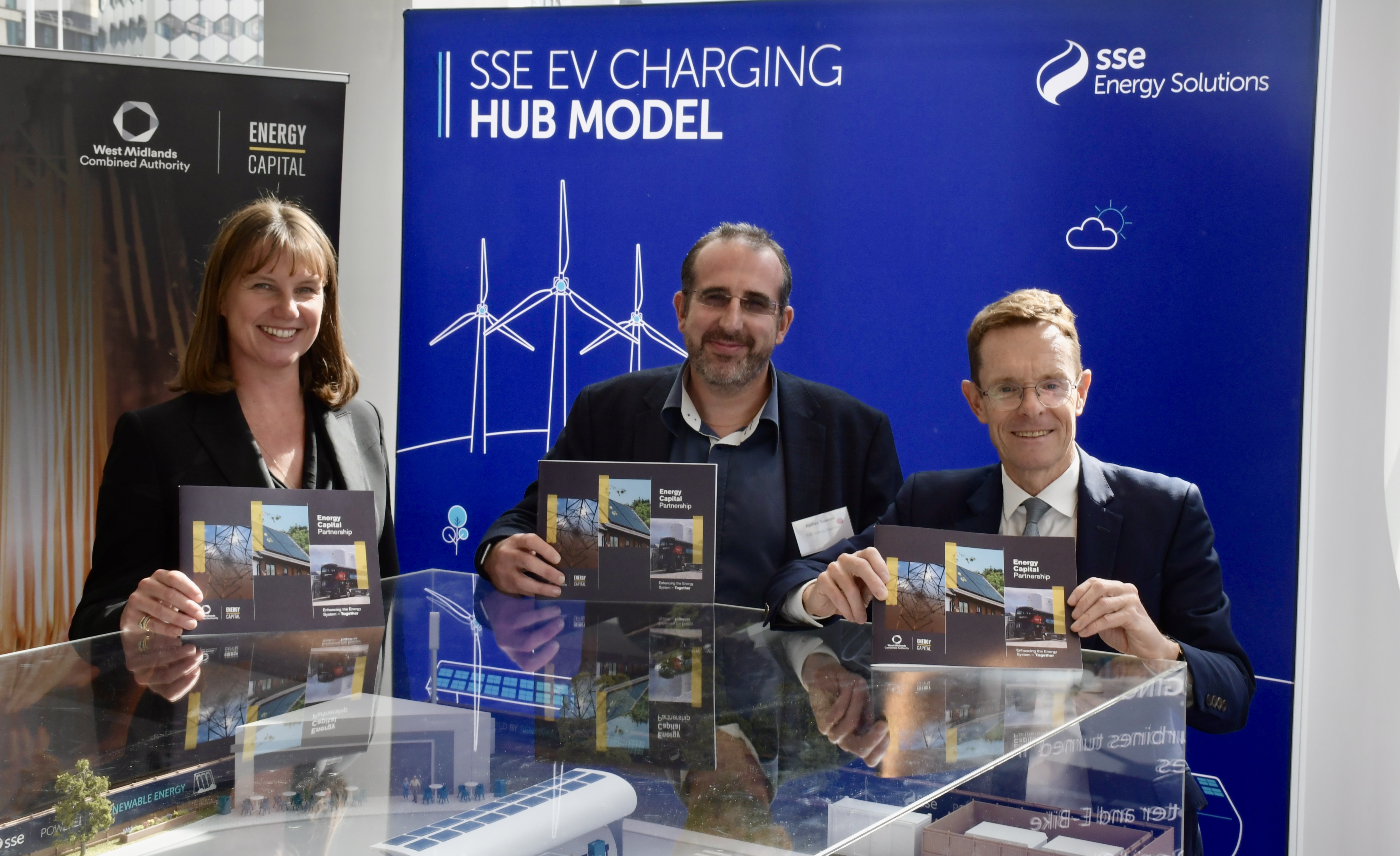 Cheryl Hiles, director of Energy Capital, Nathan Sanders managing director of SSE Distributed Energy and Andy Street, Mayor of the West Midlands, at the Energy Capital event.